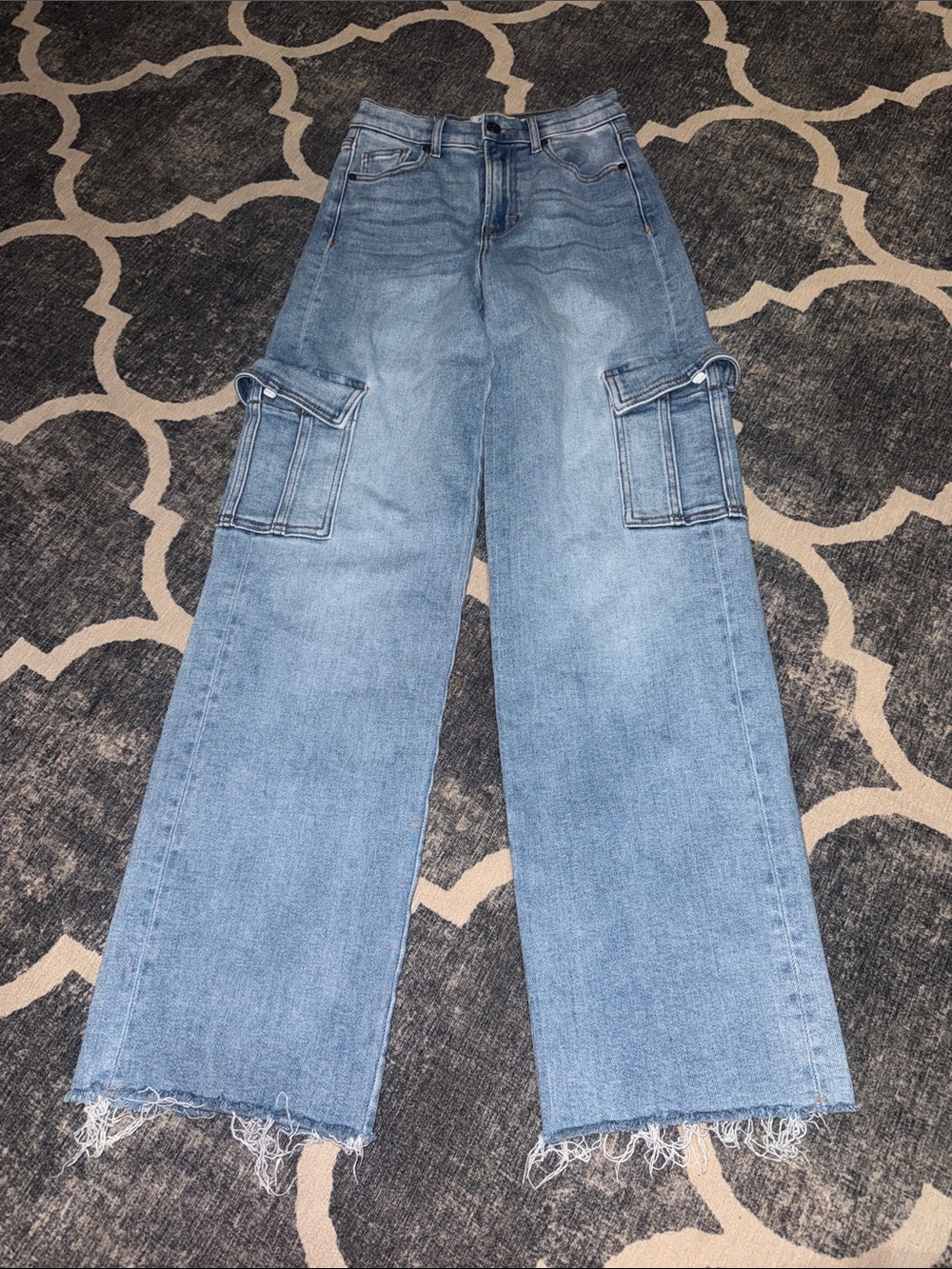 Hidden Light Blue High-Waist Wide Leg Cargo Jeans size 23